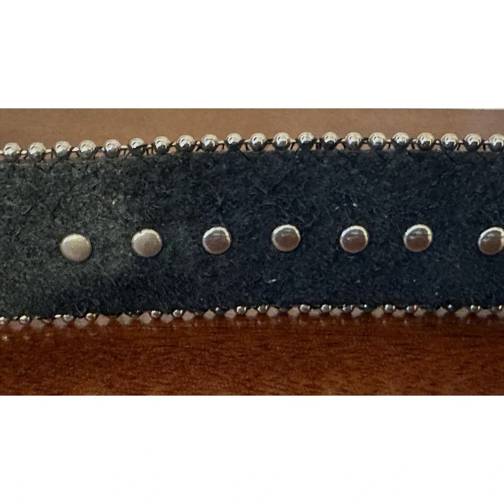 Women's Black Rhinestone Leather Belt size S/M Western Style Black Belt Bling